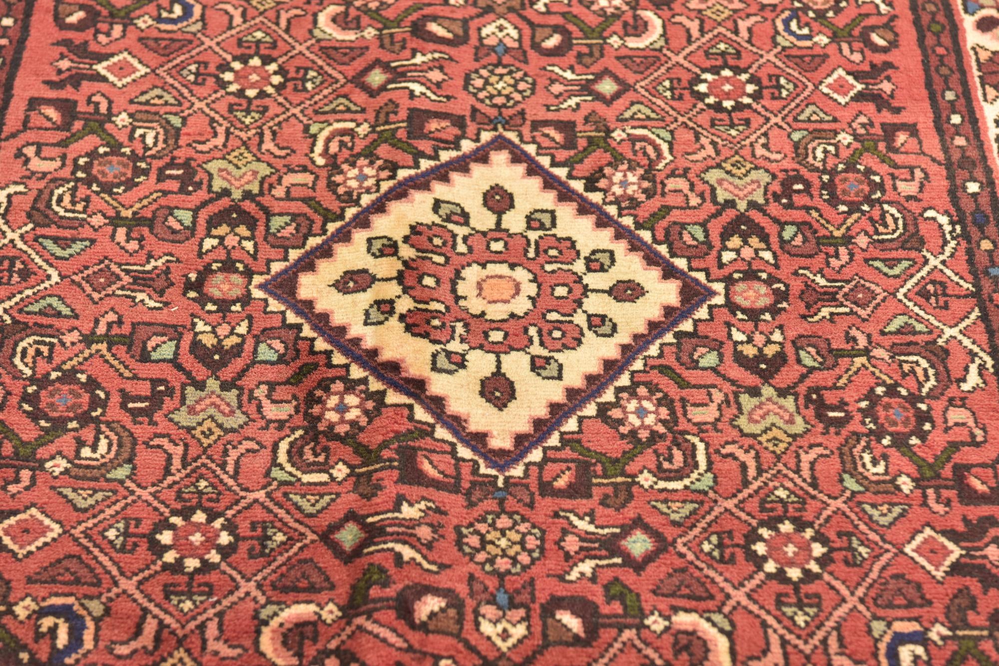 3' 6 x 10' 2 Hand Knotted Hossainabad Persian Wool Runner Rug