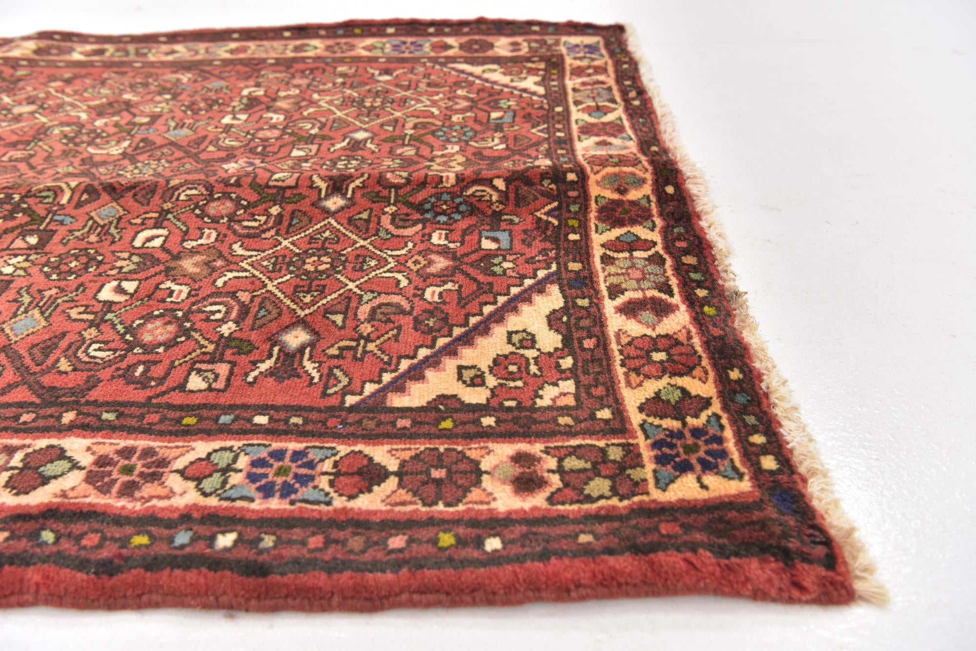 3' 6 x 10' 2 Hand Knotted Hossainabad Persian Wool Runner Rug