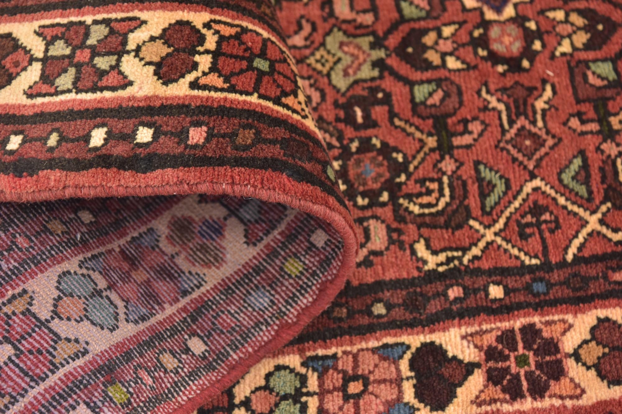 3' 6 x 10' 2 Hand Knotted Hossainabad Persian Wool Runner Rug
