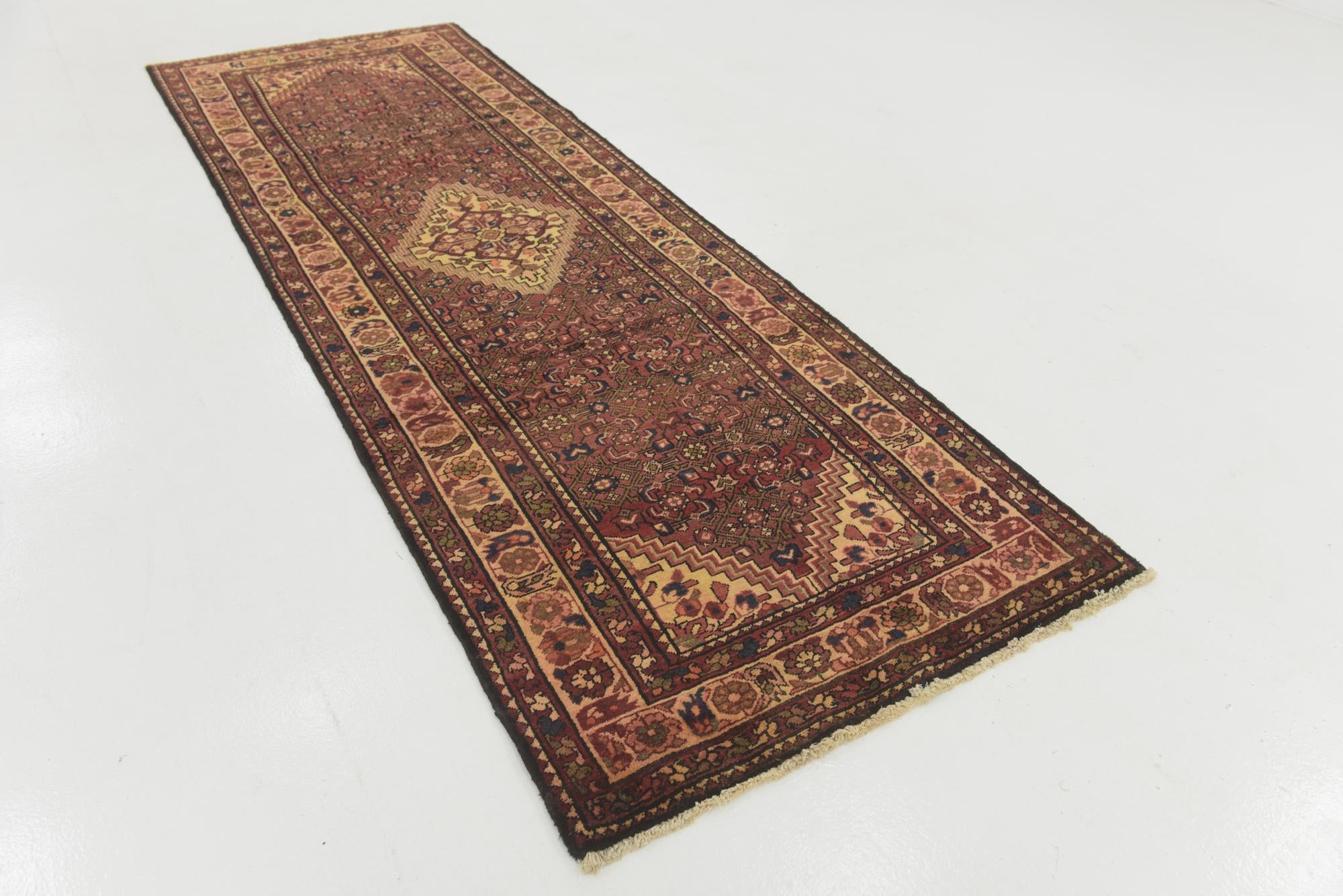 105cm x 315cm anudado a mano Hossainabad Alfombra Persa Lana Pasillera