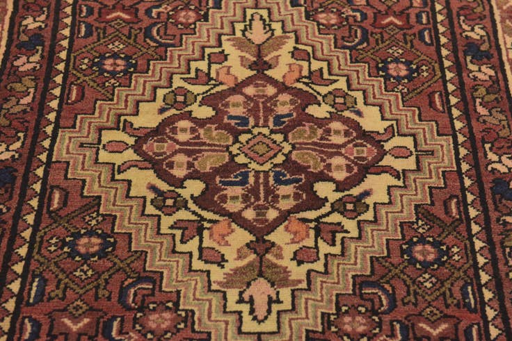 Detail image of 105cm x 315cm anudado a mano Hossainabad Alfombra Persa Lana Pasillera