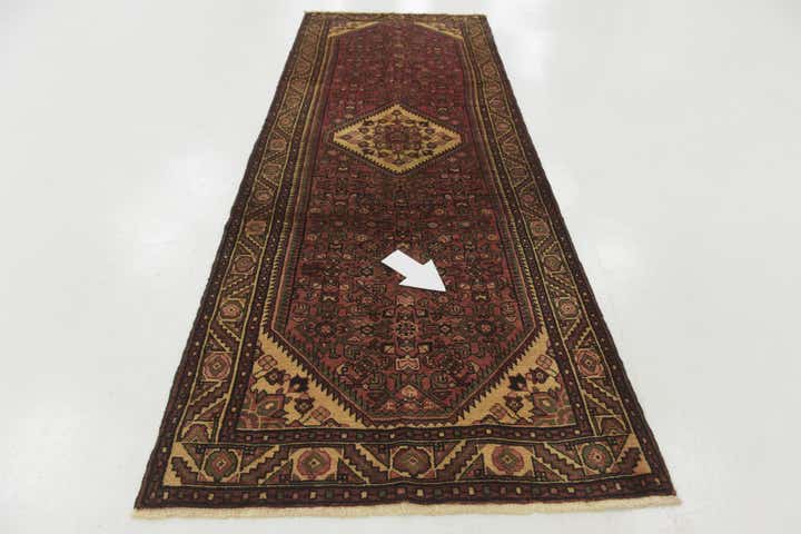 3' 10 x 10' 7 Hand Knotted Hossainabad Persian Wool Runner Rug