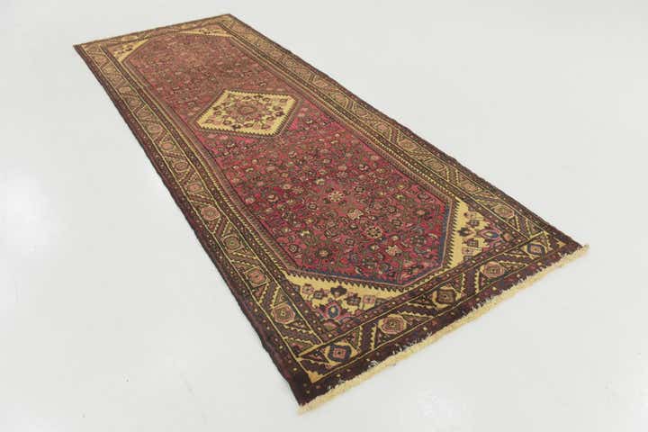 3' 10 x 10' 7 Hand Knotted Hossainabad Persian Wool Runner Rug