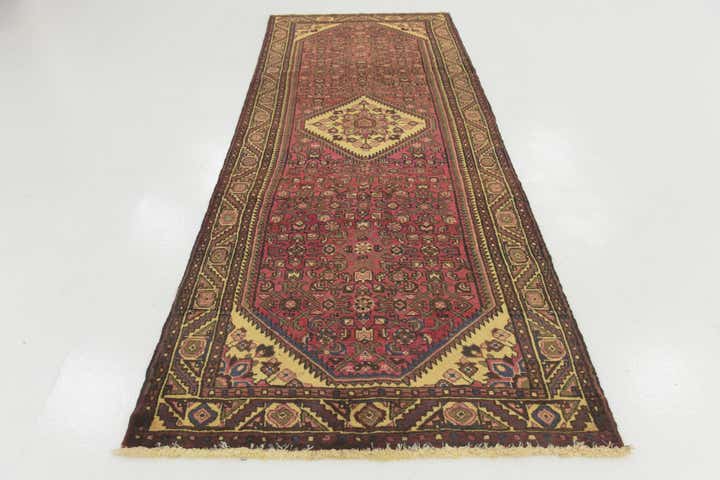 3' 10 x 10' 7 Hand Knotted Hossainabad Persian Wool Runner Rug