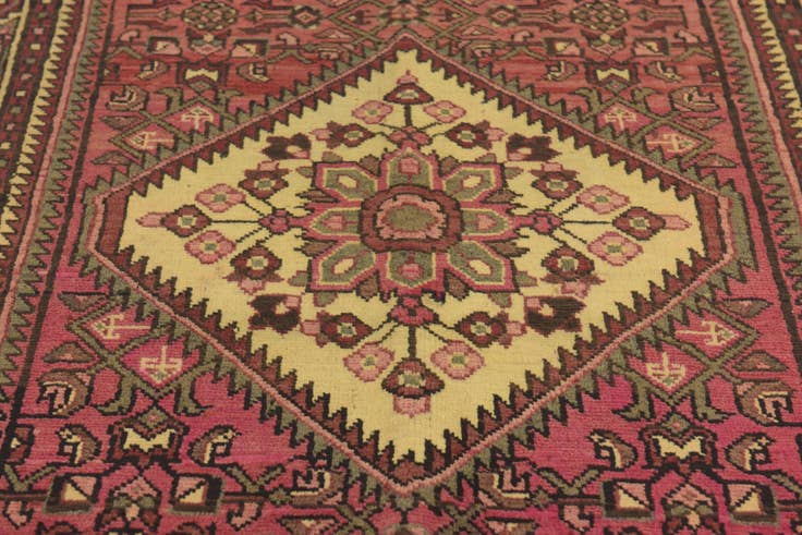 Detail image of 3' 10 x 10' 7 Hand Knotted Hossainabad Persian Wool Runner Rug