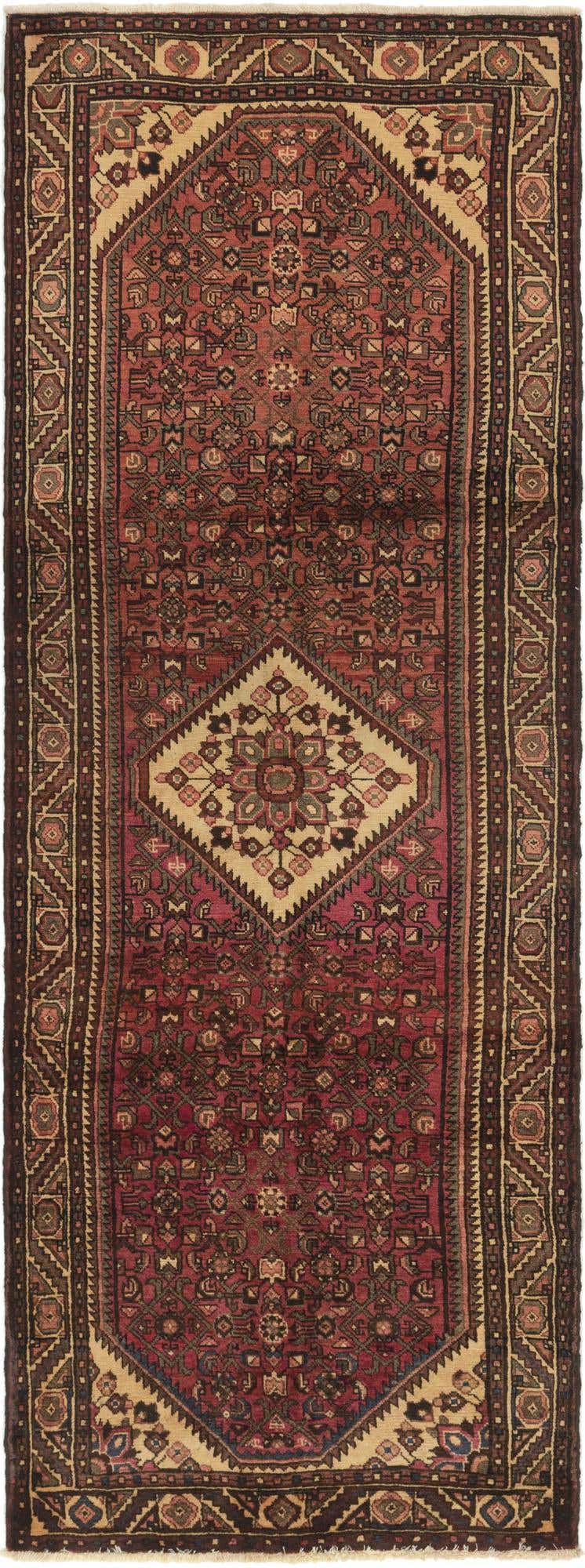 3' 10 x 10' 7 Hand Knotted Hossainabad Persian Wool Runner Rug