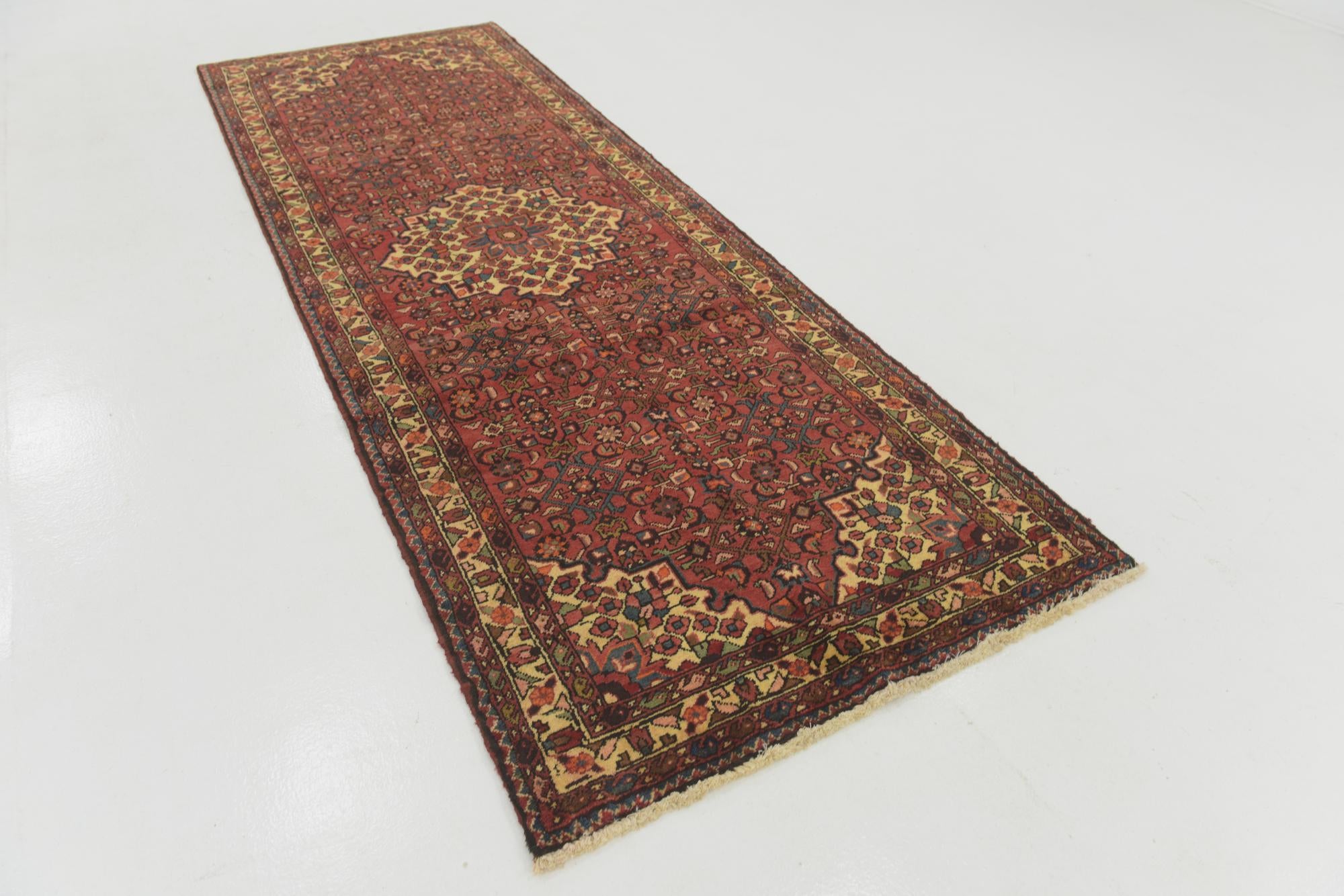 110cm x 320cm anudado a mano Hossainabad Alfombra Persa Lana Pasillera