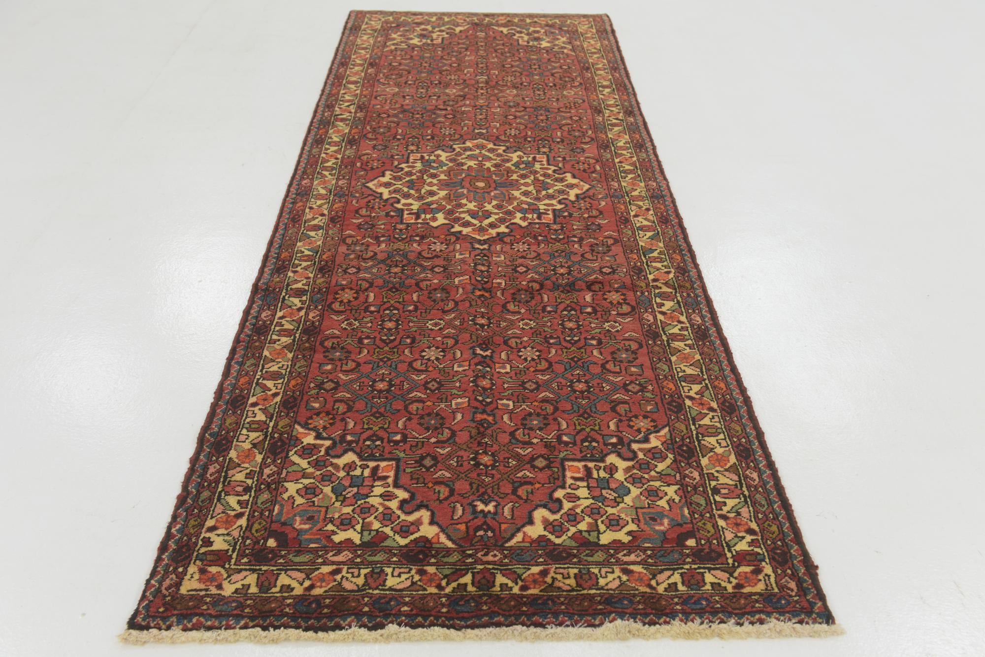 110cm x 320cm anudado a mano Hossainabad Alfombra Persa Lana Pasillera