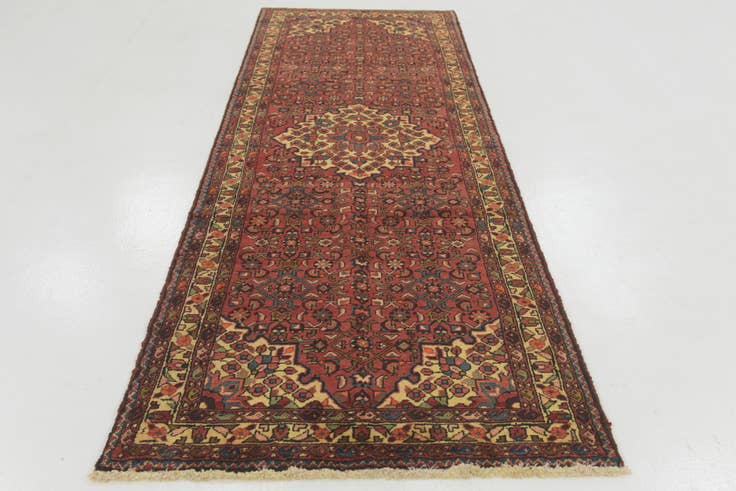 Detail image of 110cm x 320cm anudado a mano Hossainabad Alfombra Persa Lana Pasillera