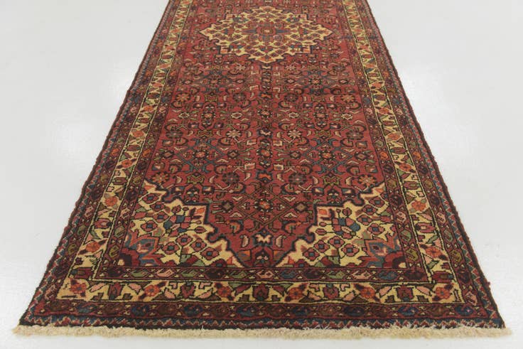 Detail image of 110cm x 320cm anudado a mano Hossainabad Alfombra Persa Lana Pasillera