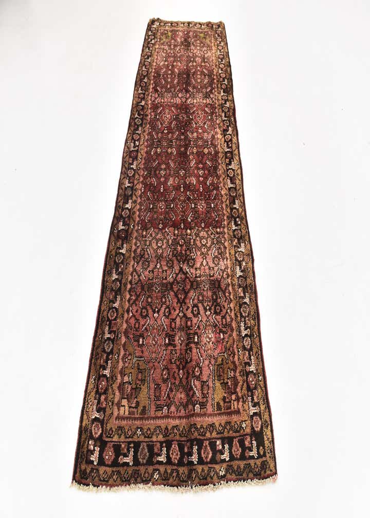 3' 7 x 10' 2 Hand Knotted Hossainabad Persian Wool Runner Rug