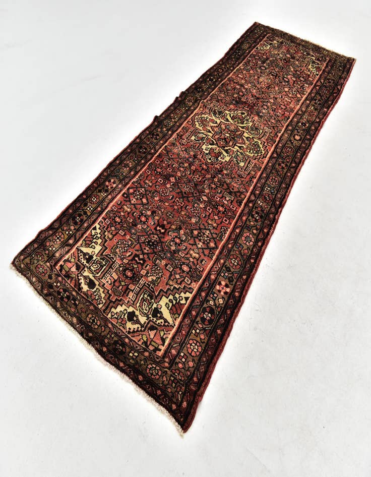 Detail image of 3' 9 x 9' 7  Hand Knotted Hossainabad Persian Wool Runner Rug