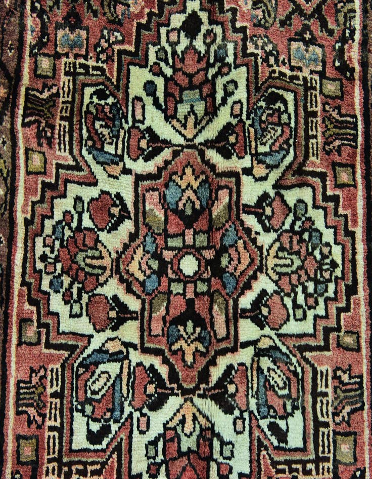 Detail image of 3' 9 x 9' 7  Hand Knotted Hossainabad Persian Wool Runner Rug