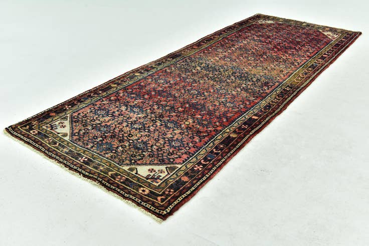 Detail image of 3' 10 x 10' 5 Hand Knotted Hossainabad Persian Wool Runner Rug