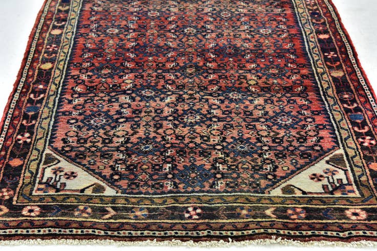 Detail image of 3' 10 x 10' 5 Hand Knotted Hossainabad Persian Wool Runner Rug