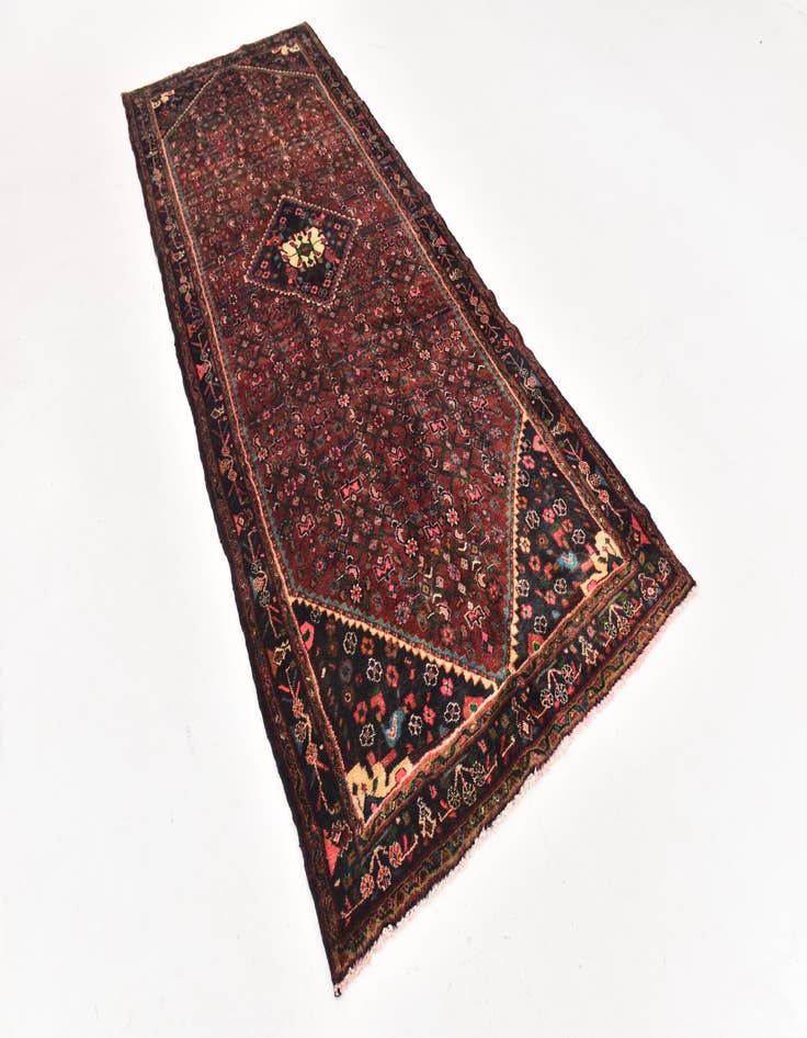 Detail image of 4' x 10' 4  Hand Knotted Hossainabad Persian Wool Runner Rug