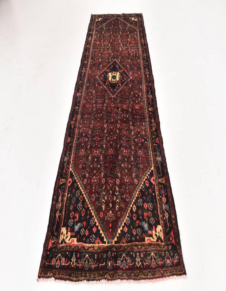 Detail image of 4' x 10' 4  Hand Knotted Hossainabad Persian Wool Runner Rug