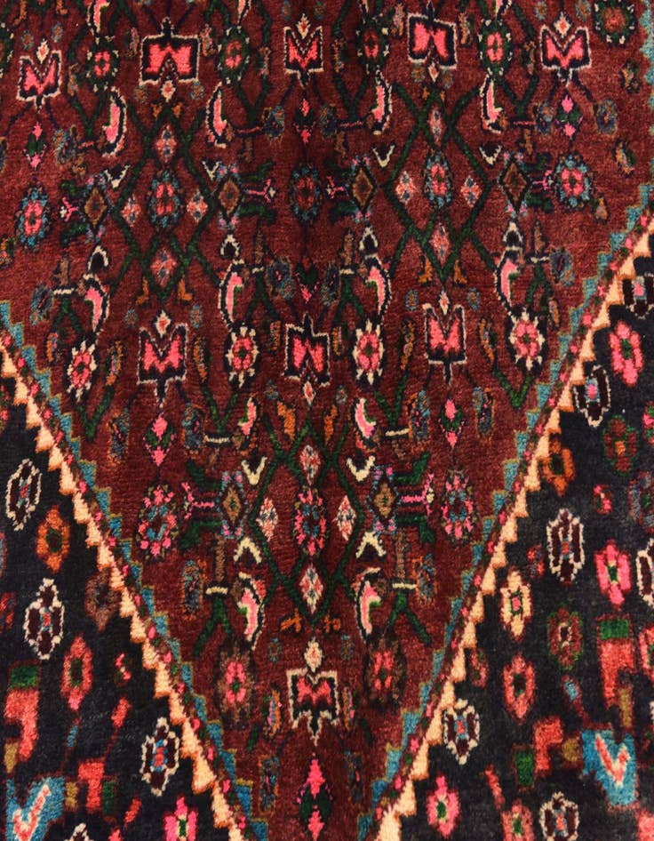 Detail image of 4' x 10' 4  Hand Knotted Hossainabad Persian Wool Runner Rug