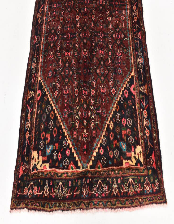 Detail image of 4' x 10' 4  Hand Knotted Hossainabad Persian Wool Runner Rug