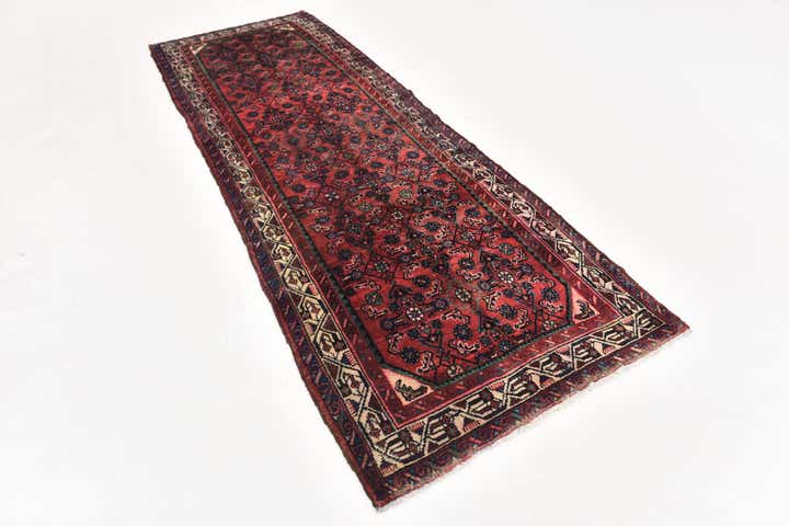 3' 6 x 10' 2 Hand Knotted Hossainabad Persian Wool Runner Rug