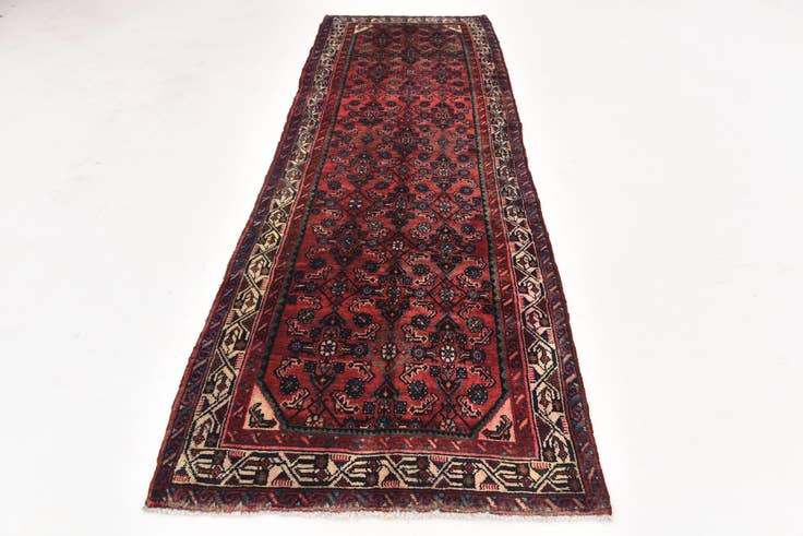 Detail image of 3' 6 x 10' 2 Hand Knotted Hossainabad Persian Wool Runner Rug