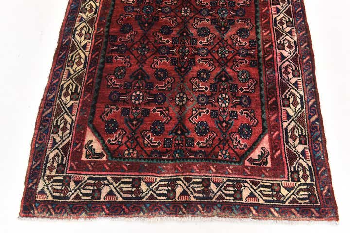 3' 6 x 10' 2 Hand Knotted Hossainabad Persian Wool Runner Rug