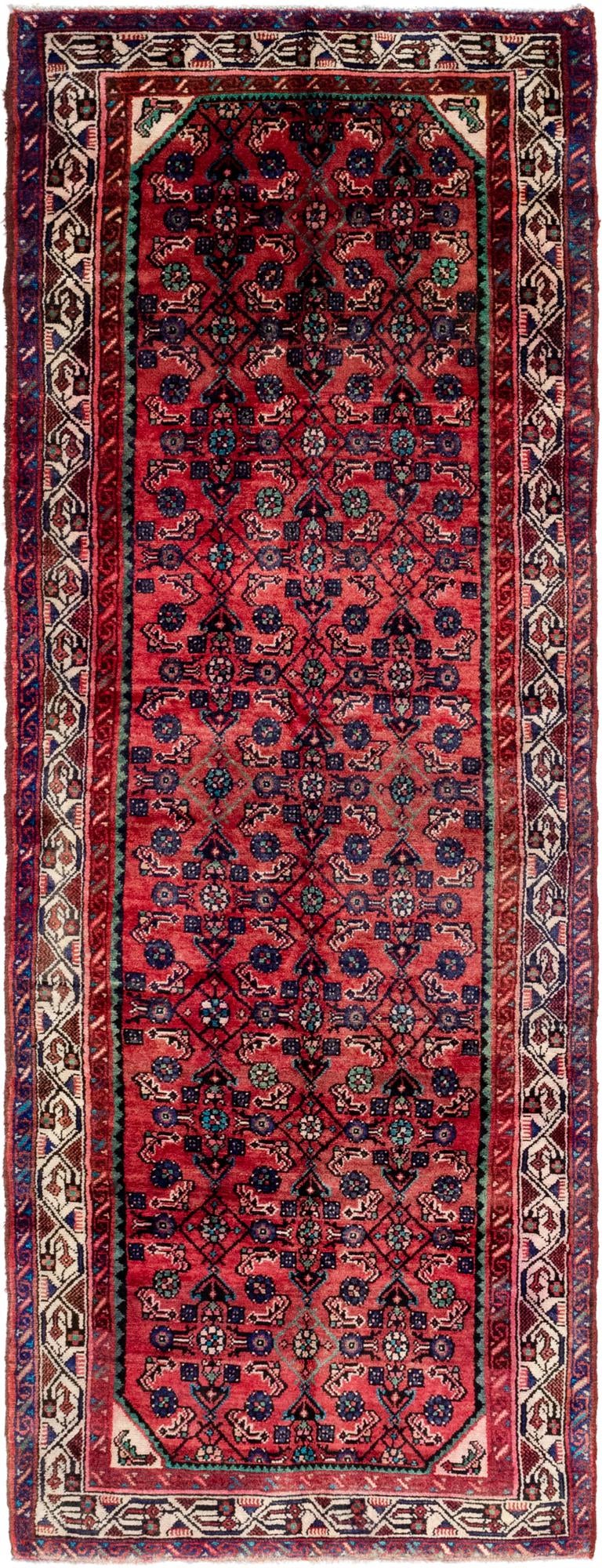 3' 6 x 10' 2 Hand Knotted Hossainabad Persian Wool Runner Rug