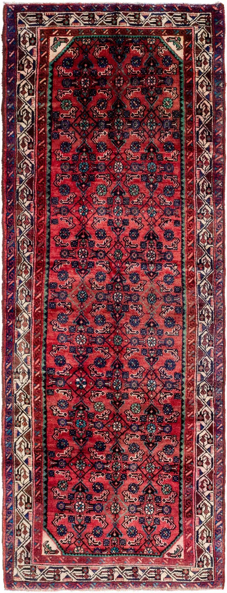 3' 6 x 10' 2 Hand Knotted Hossainabad Persian Wool Runner Rug