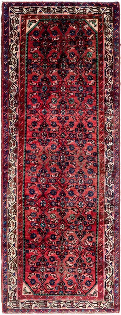 3' 6 x 10' 2 Hand Knotted Hossainabad Persian Wool Runner Rug