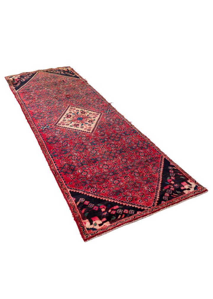 3' 5 x 9' 10 Hand Knotted Hossainabad Persian Wool Runner Rug