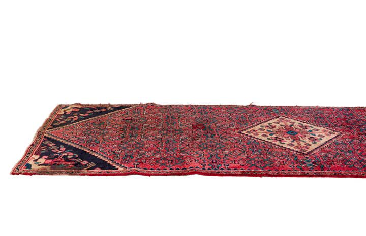 3' 5 x 9' 10 Hand Knotted Hossainabad Persian Wool Runner Rug