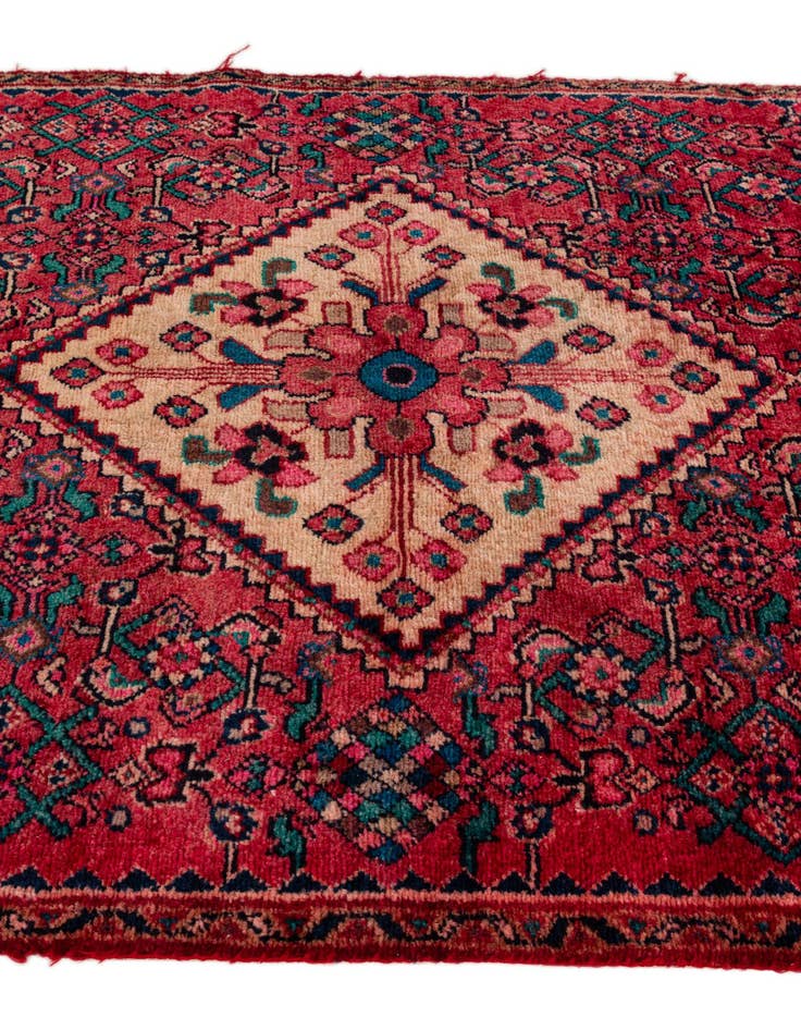Detail image of 3' 5 x 9' 10 Hand Knotted Hossainabad Persian Wool Runner Rug