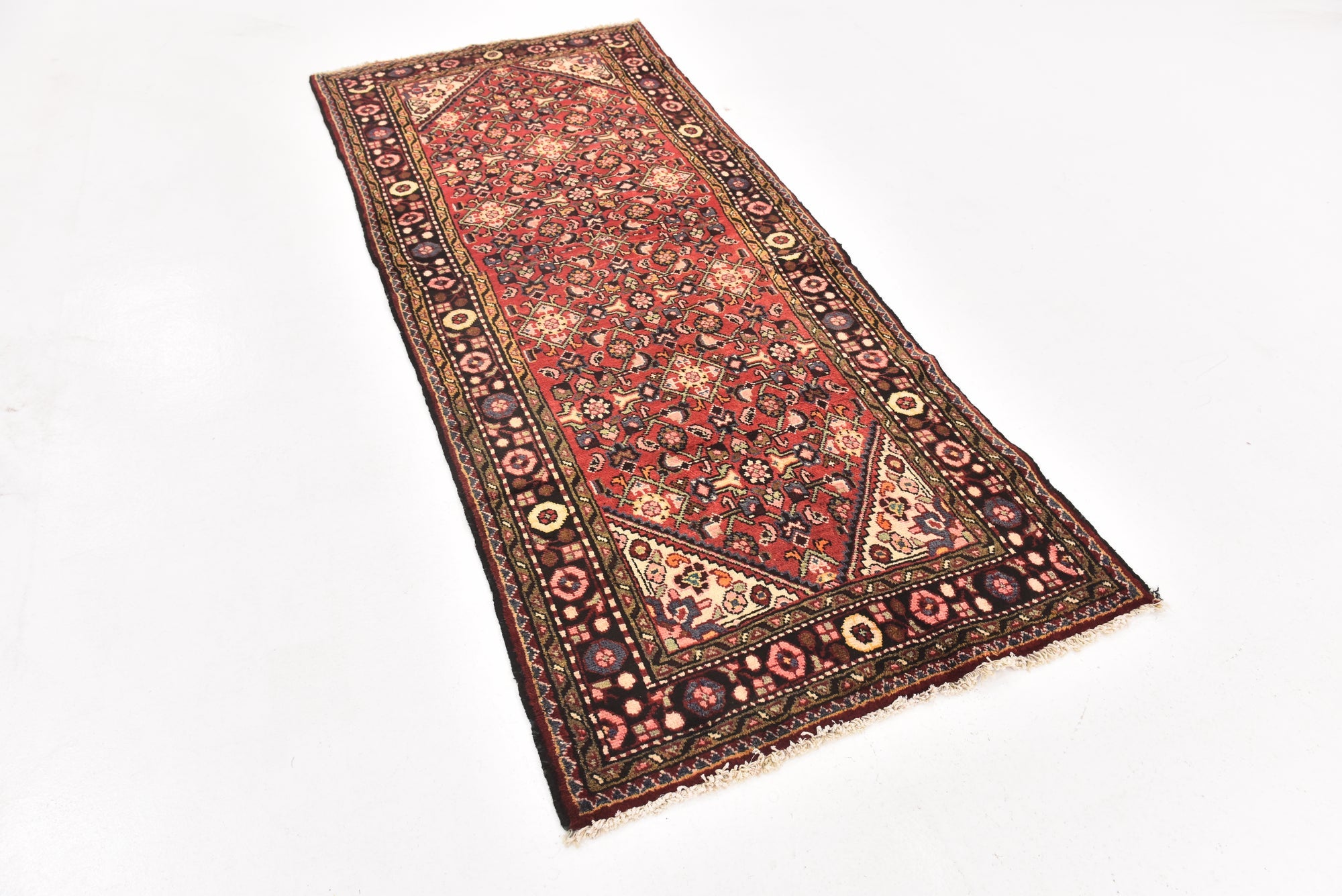 3' 4 x 8' 5 Hand Knotted Hossainabad Persian Wool Runner Rug