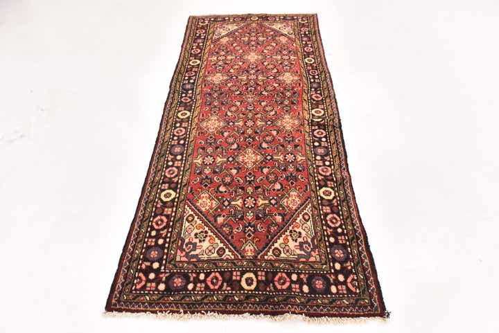 3' 4 x 8' 5 Hand Knotted Hossainabad Persian Wool Runner Rug