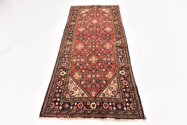 Detail image of 3' 4 x 8' 5 Hand Knotted Hossainabad Persian Wool Runner Rug