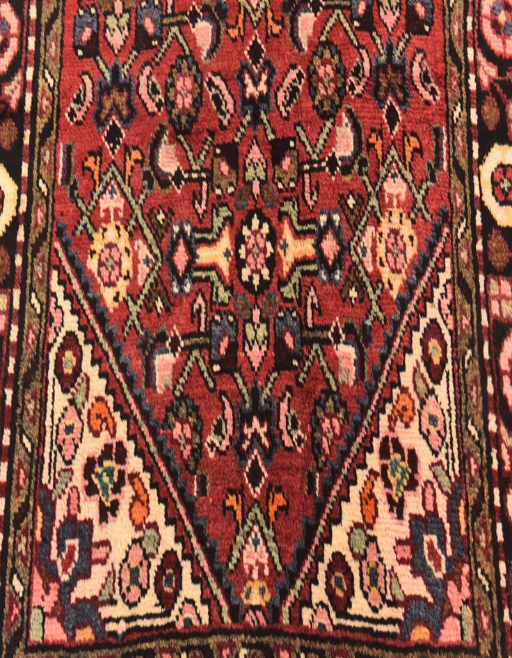 Detail image of 3' 4 x 8' 5 Hand Knotted Hossainabad Persian Wool Runner Rug
