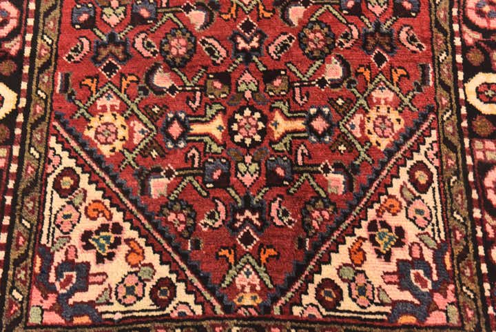 3' 4 x 8' 5 Hand Knotted Hossainabad Persian Wool Runner Rug