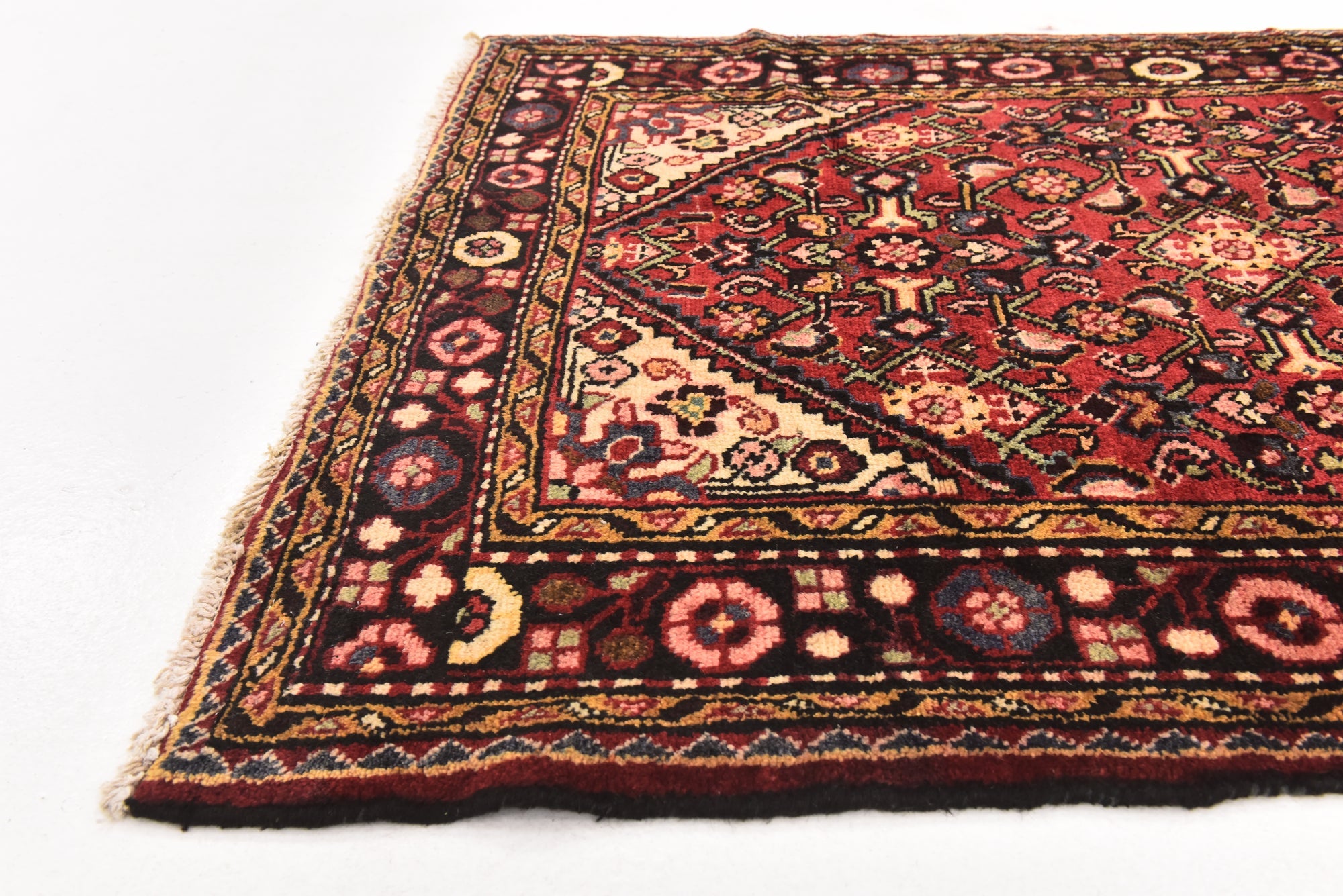 3' 4 x 8' 5 Hand Knotted Hossainabad Persian Wool Runner Rug