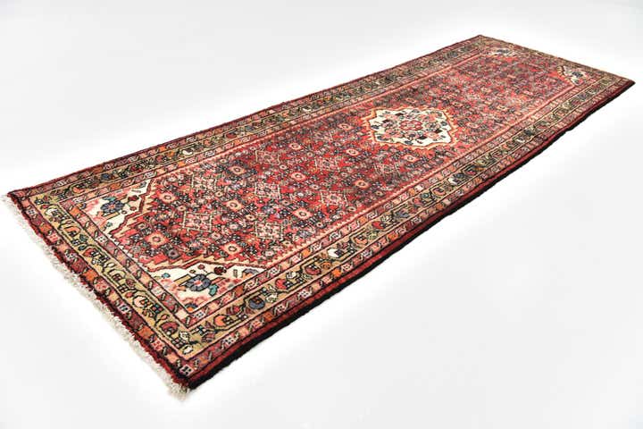 3' 5 x 10' 2 Hand Knotted Hossainabad Persian Wool Runner Rug