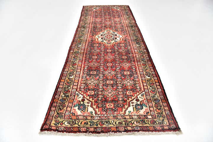 3' 5 x 10' 2 Hand Knotted Hossainabad Persian Wool Runner Rug