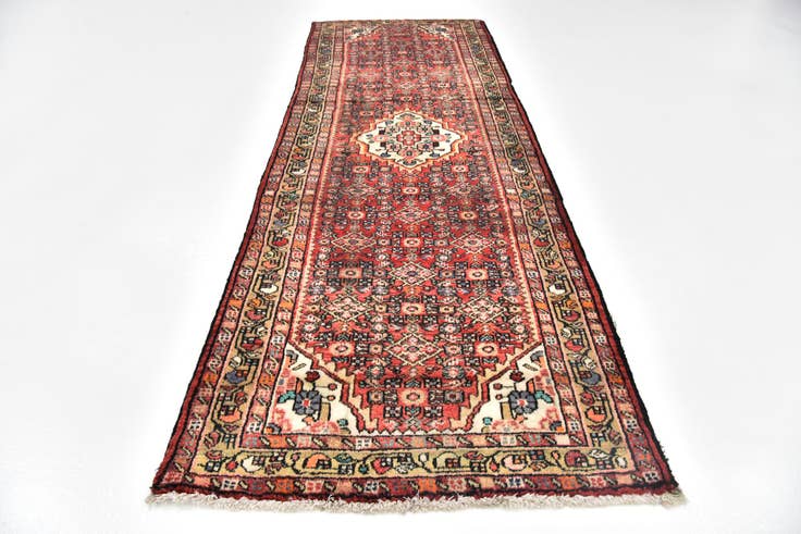 Detail image of 3' 5 x 10' 2 Hand Knotted Hossainabad Persian Wool Runner Rug