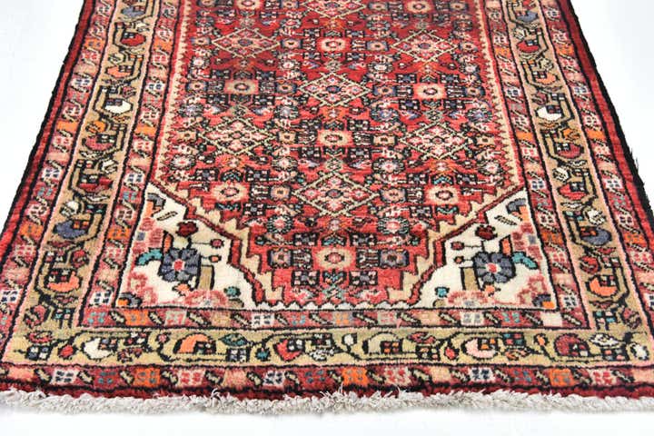 3' 5 x 10' 2 Hand Knotted Hossainabad Persian Wool Runner Rug