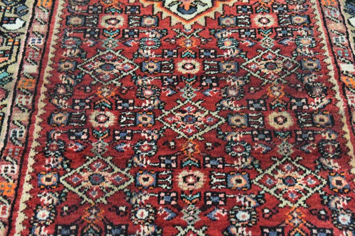 3' 5 x 10' 2 Hand Knotted Hossainabad Persian Wool Runner Rug
