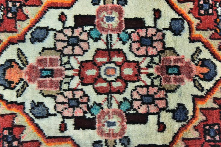 Detail image of 3' 5 x 10' 2 Hand Knotted Hossainabad Persian Wool Runner Rug