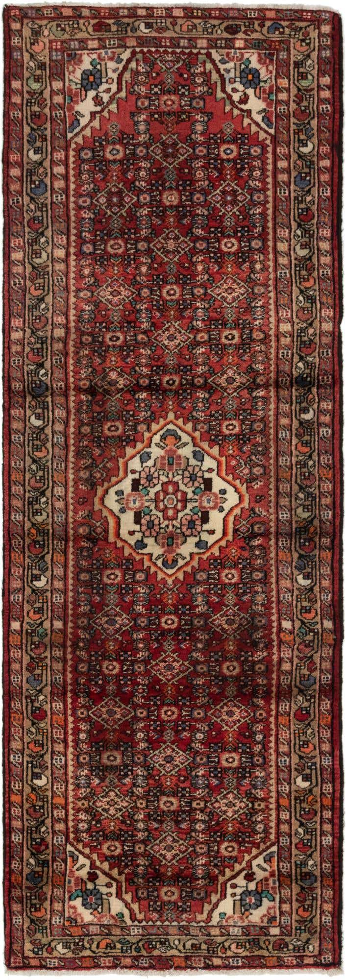 3' 5 x 10' 2 Hand Knotted Hossainabad Persian Wool Runner Rug
