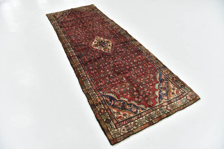 Detail image of 105cm x 310cm anudado a mano Hossainabad Alfombra Persa Lana Pasillera