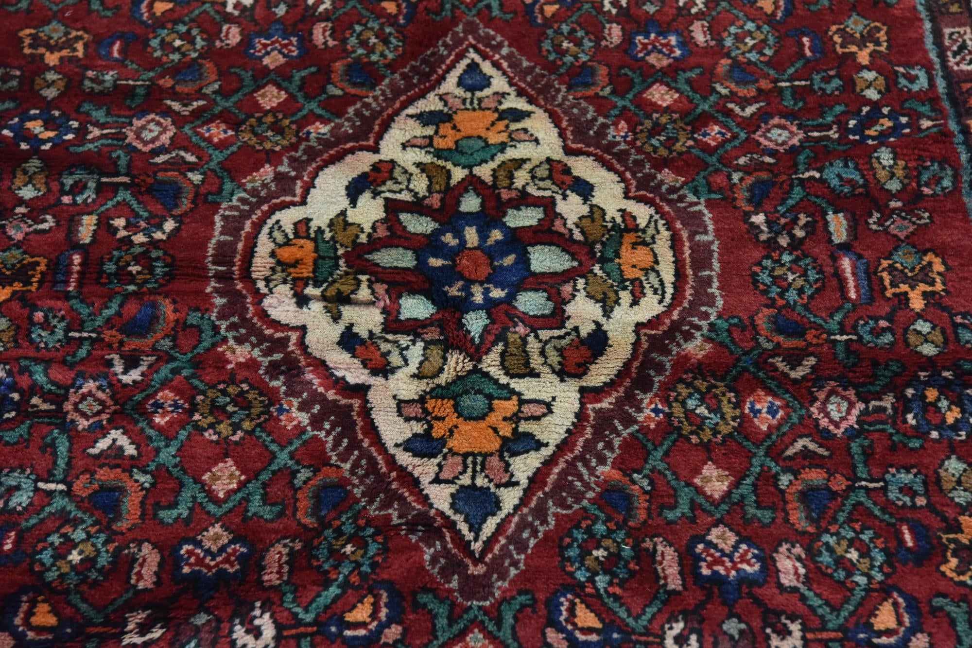 105cm x 310cm Hand Knotted Hossainabad Persian Wool Runner Rug
