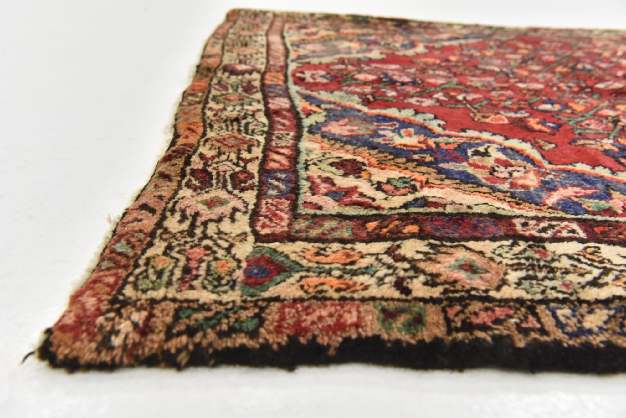 105cm x 310cm Hand Knotted Hossainabad Persian Wool Runner Rug