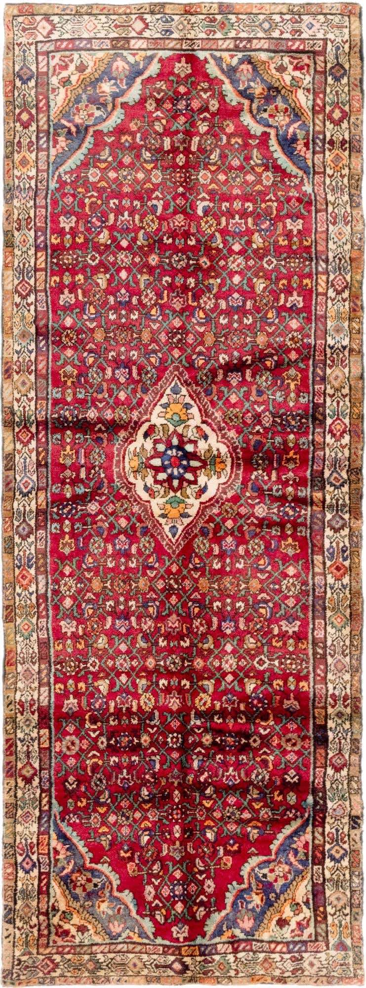 105cm x 310cm anudado a mano Hossainabad Alfombra Persa Lana Pasillera