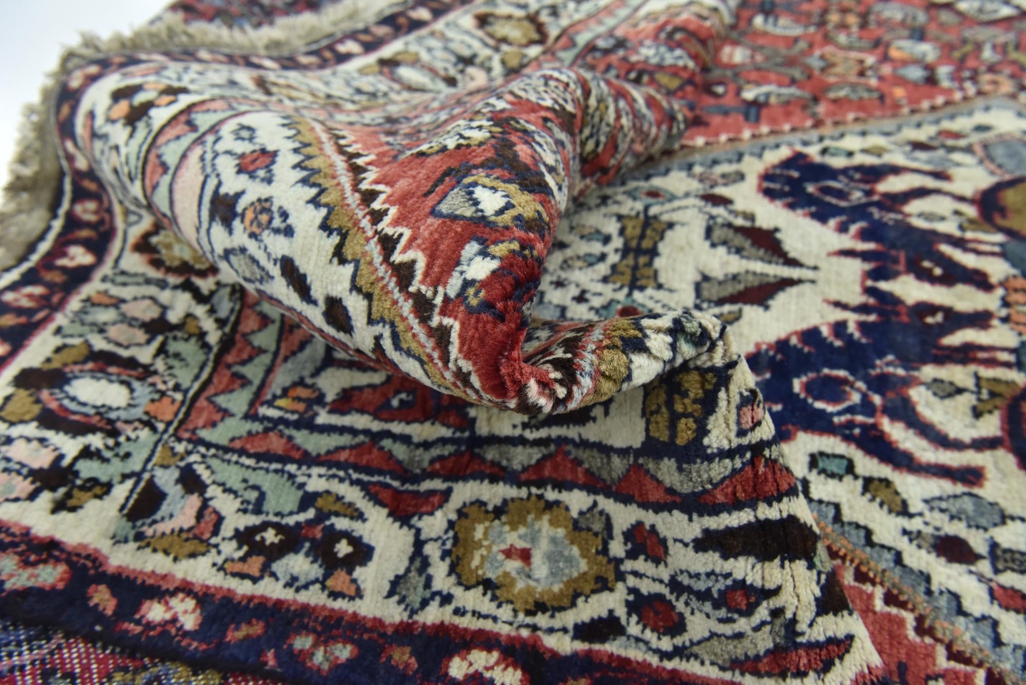 4' 3 x 10' 5 Hand Knotted Hossainabad Persian Wool Runner Rug